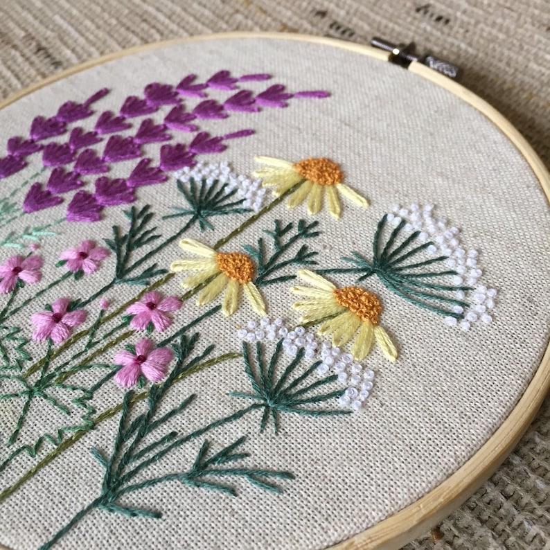 Botanical Embroidery Pattern 5, DIY Wildflowers Embroidery, Digital download Floral Embroidery Hoop Art, PDF Pattern For Hand Embroidery image 5