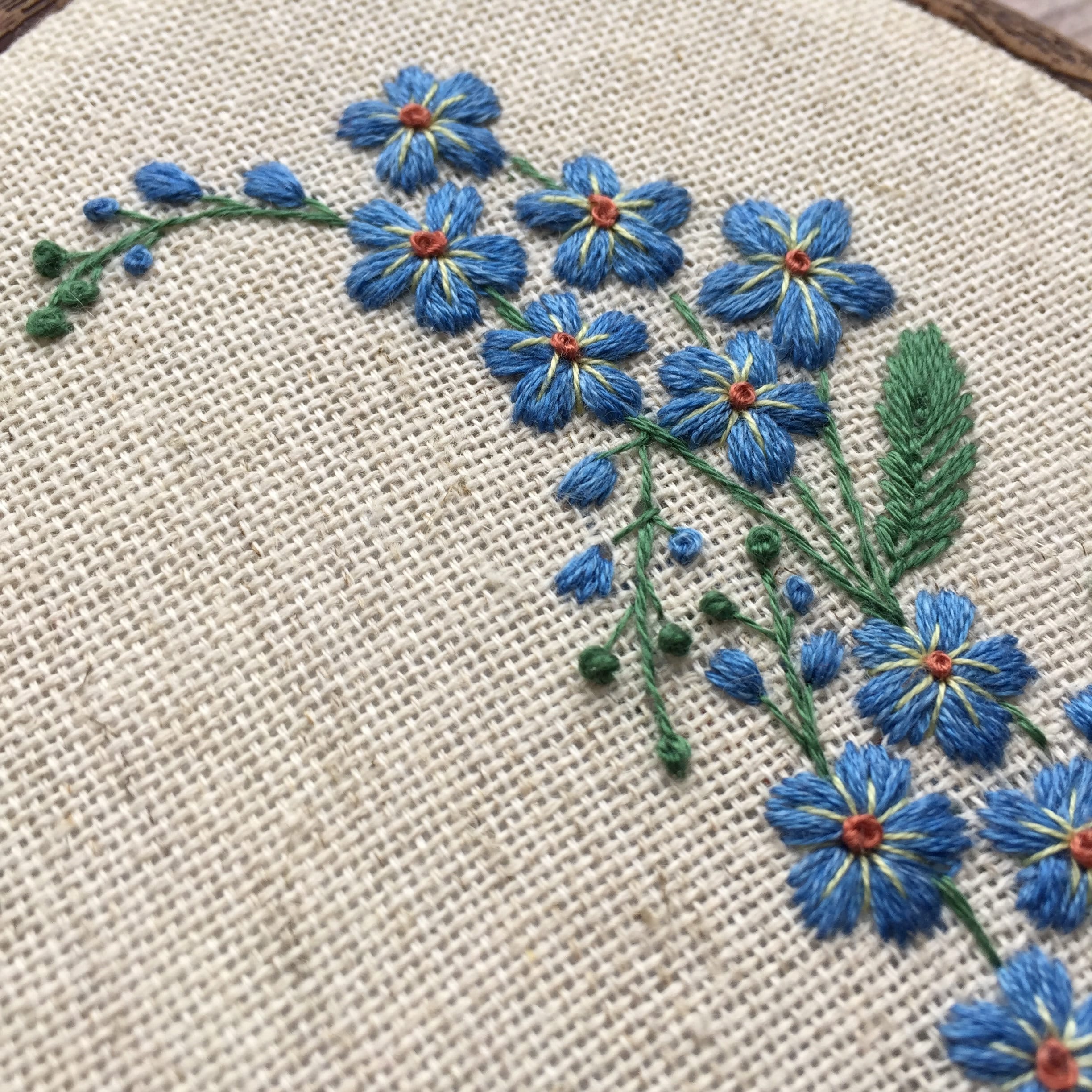 Forget me Not Hand-Embroidered Brooch Pin Forget me Not Hand-Embroidered Brooch Pin