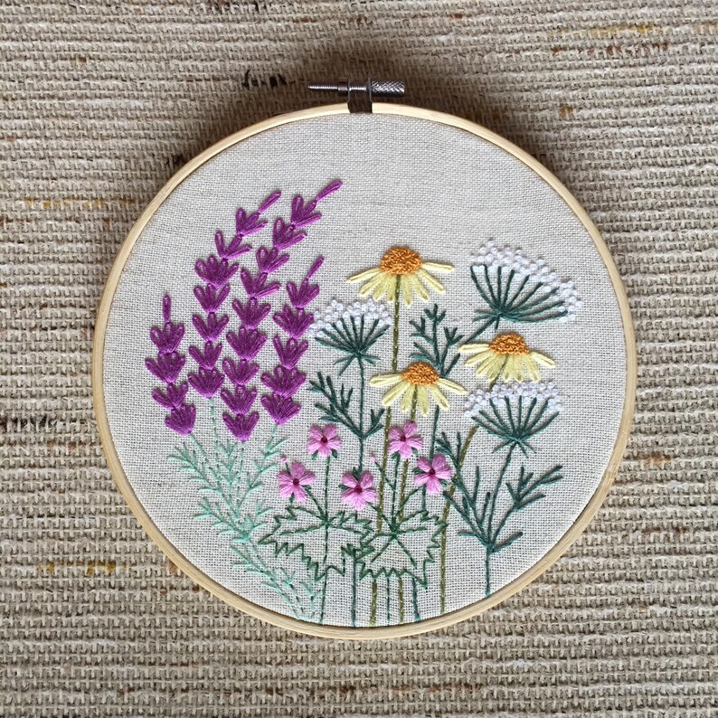 Botanical Embroidery Pattern 5, DIY Wildflowers Embroidery, Digital download Floral Embroidery Hoop Art, PDF Pattern For Hand Embroidery image 8