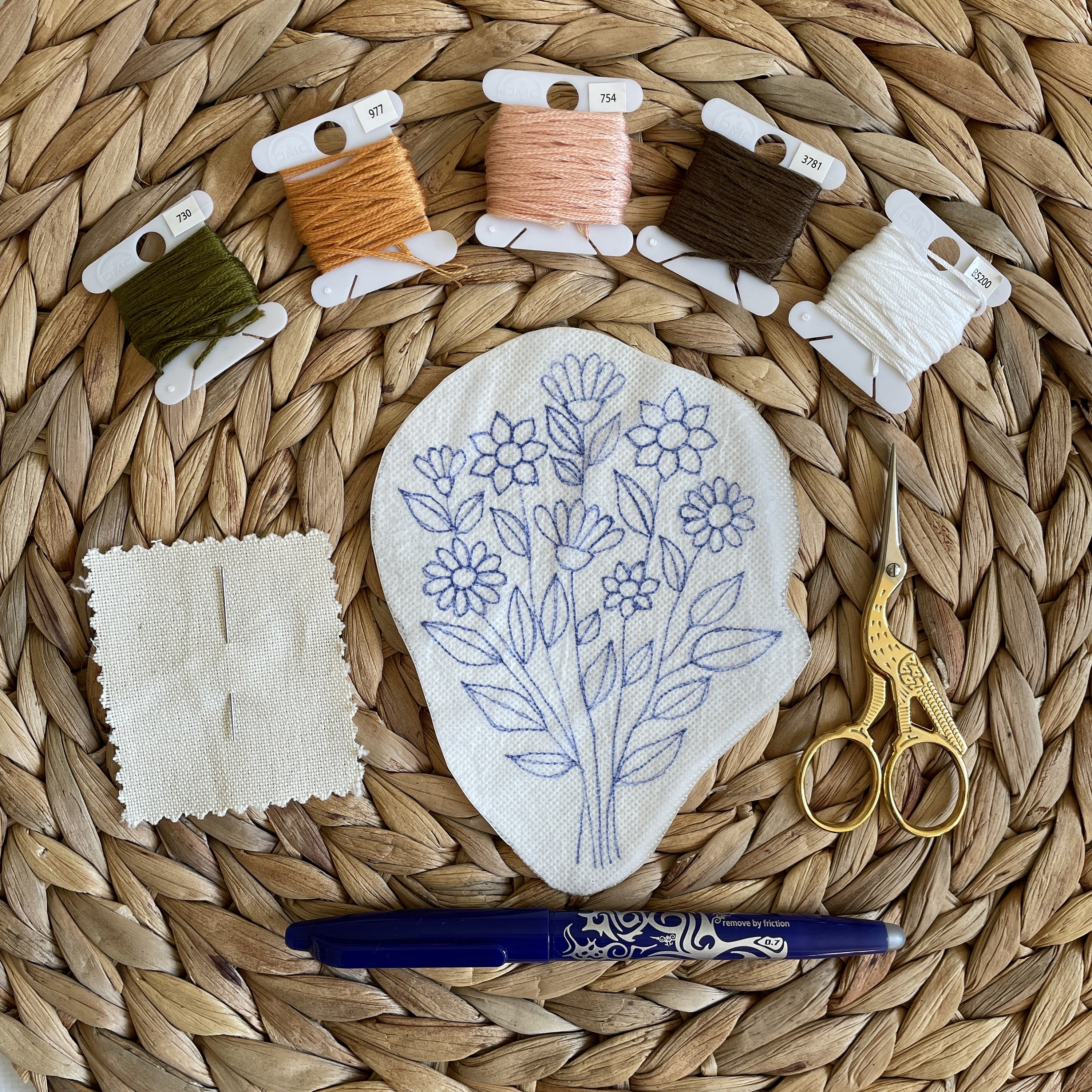 刺繍ジーンズのひまわりのポケット、ヴィンテージパターン、花の手刺繍 