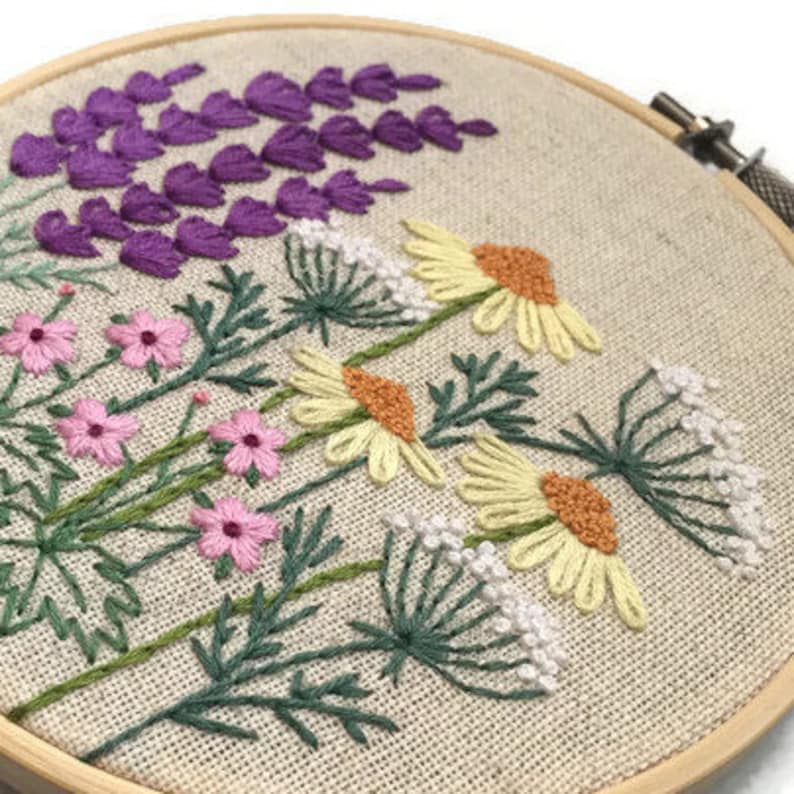 Botanical Embroidery Pattern 5 DIY Wildflowers Etsy Australia