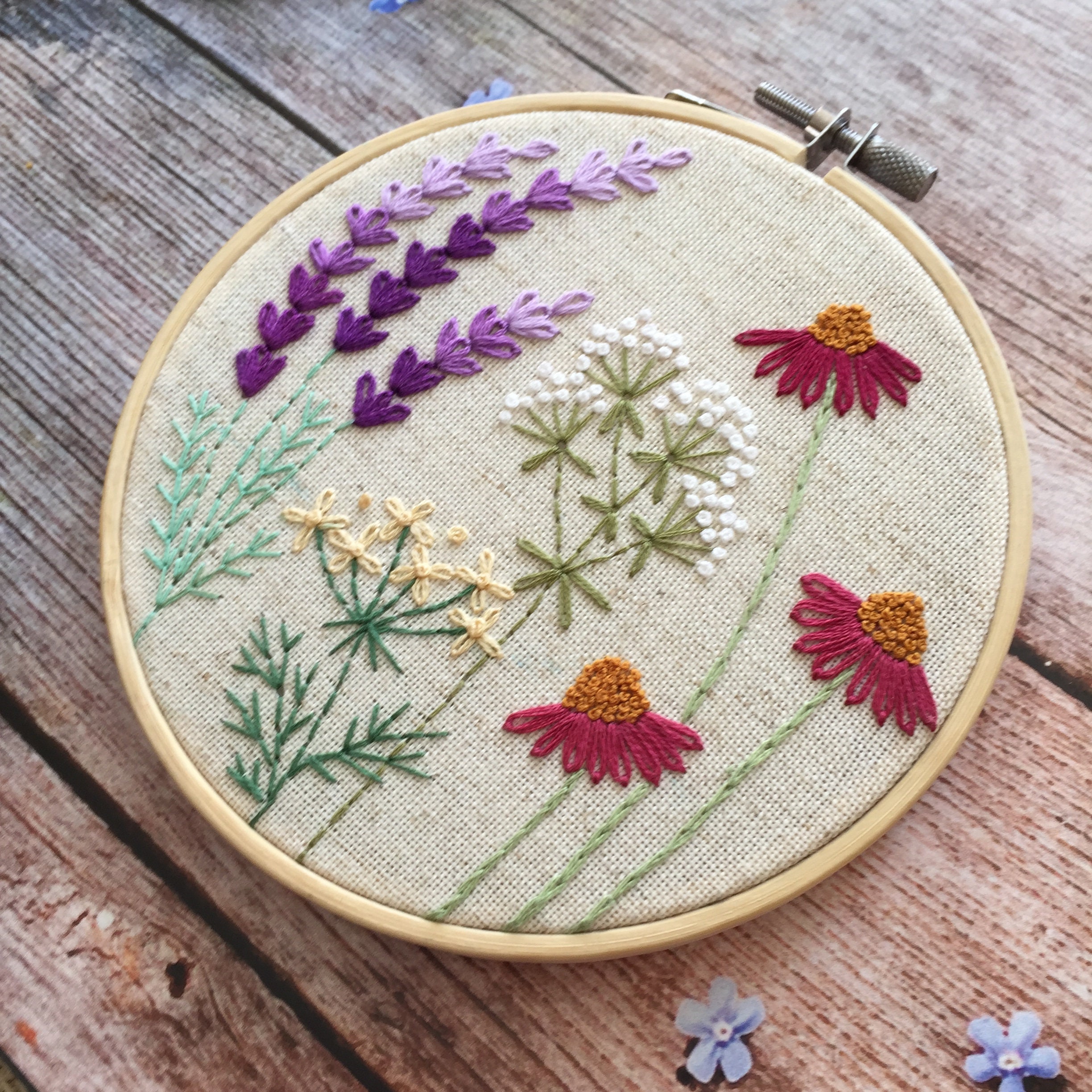DIY Easy Flower on the Meadow Botanical Hand Embroidery - Etsy