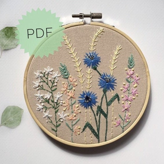 Free Anchor Scattered Flowers Embroidery Design Pattern
