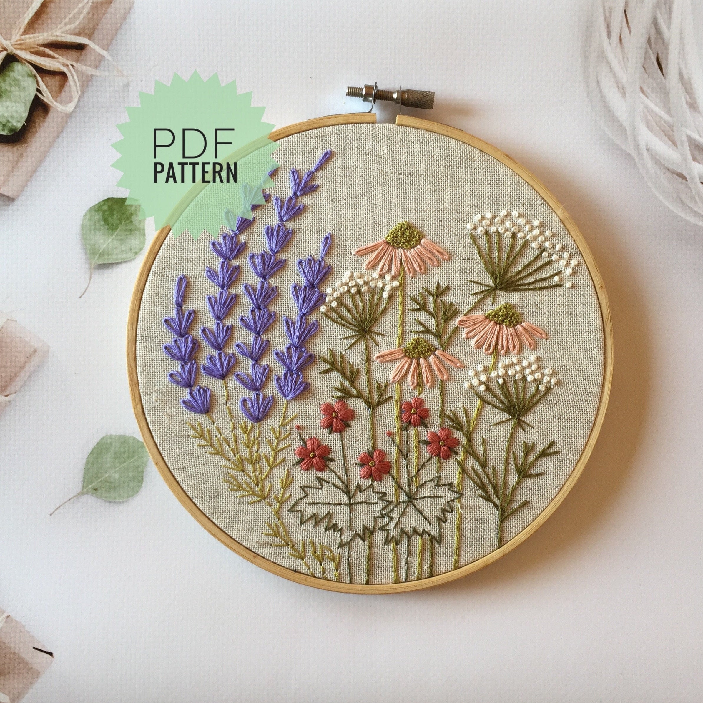 Wildflower Embroidery PDF Pattern 5