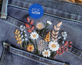 ビンテージ ラングラー ソックス デニム インテリア 刺繍 ショートパンツやジーンズのポケットにひまわりの刺繍、デニム用の手