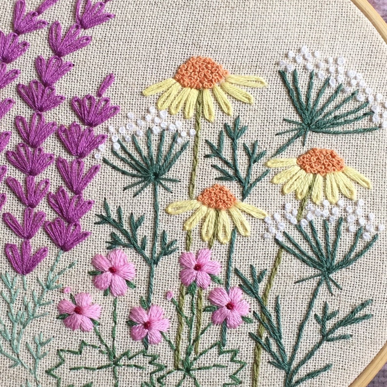 Botanical Embroidery Pattern 5, DIY Wildflowers Embroidery, Digital download Floral Embroidery Hoop Art, PDF Pattern For Hand Embroidery image 3