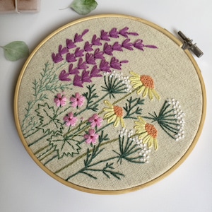 Botanical Embroidery Pattern 5, DIY Wildflowers Embroidery, Digital download Floral Embroidery Hoop Art, PDF Pattern For Hand Embroidery image 4