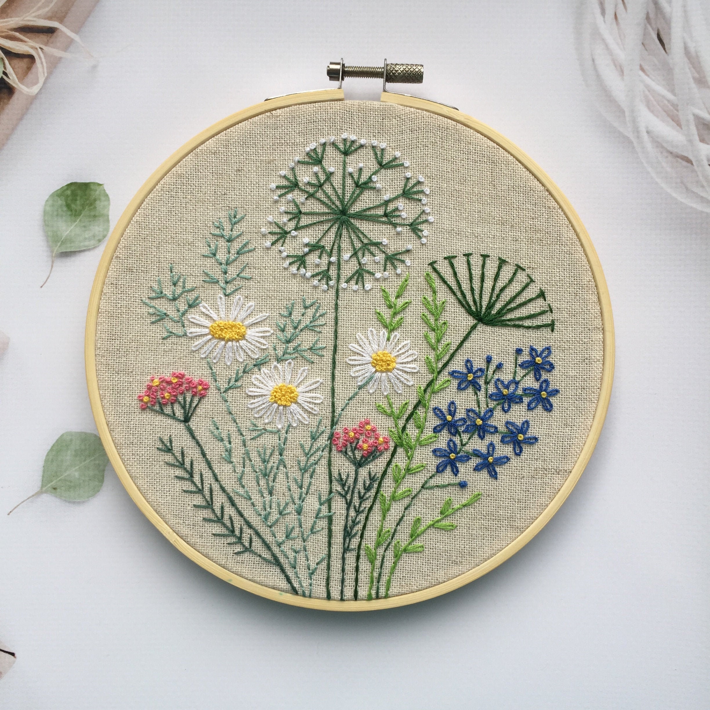 Creative Embroidery Flowers and Herbs Pattern 5, Needlepoint Floral Wall  Art PDF, DIY Round Botanical Design -  Canada