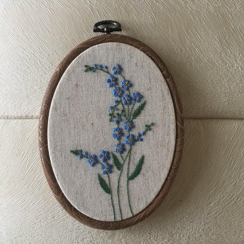 Blue me not flowers embroidery hoop art Floral wall Etsy
