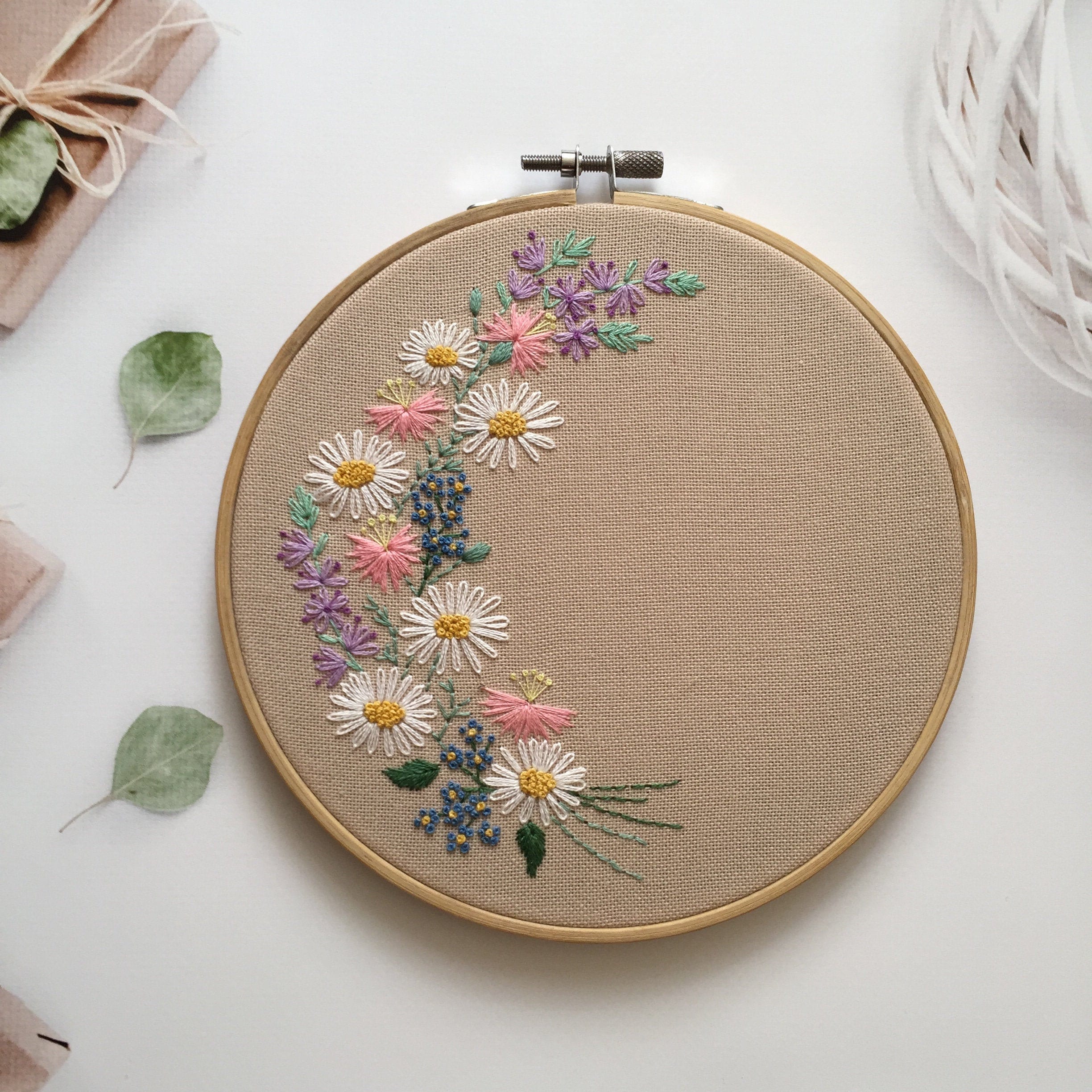 Wreath of Wildflowers Embroidery Pattern 6 Floral Hand Etsy Canada