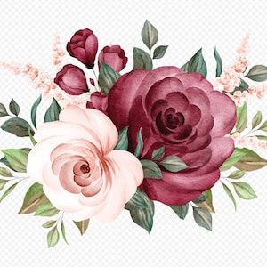 Bouquet of Roses, Svg, Eps ,Png, Graphic, Floral, Flower, Floristic, Watercolor Image, Clipart, Vector, Design, Crafting, Download