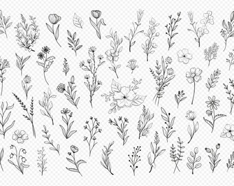 Wild Flower SVG files, Cutting File, Vector Graphics, Meadow, Nature, Natural, Elements, Set, Clipart, Vector, Design, Printable Download