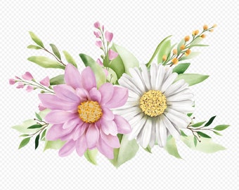 Frühlingsblumen, Sommerstrauß, Svg, Eps, Png, Grafik, Blumen, Blume, Aquarellbild, Clipart, Vektor, Design, Basteln, Download