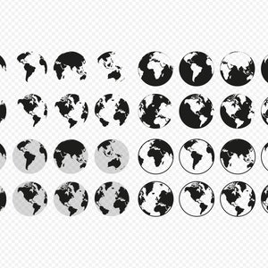 Earth Icons, SVG, PNG, EPS, Cutting Files, Icon Font, World, Globe, Planet, Mother Earth, Continents, Download