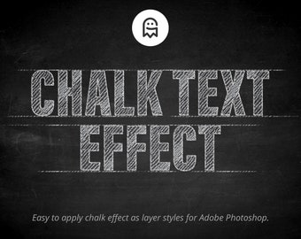 Chalk Text Effect for Photoshop, Crayon Effect, Chalkboard, School, Typography, Handwritten, Sketch, Writing, Layer Style, PSD, Add Ons