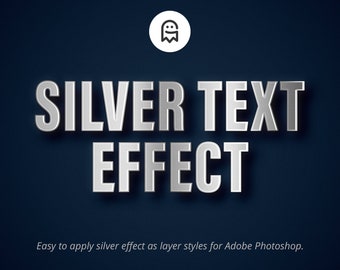 Silver Text Effect for Photoshop, Silver Effect, Chrome Effect, Metal Effect, Shiny Effects, Typography, Luxury, Layer Style, PSD, Add Ons