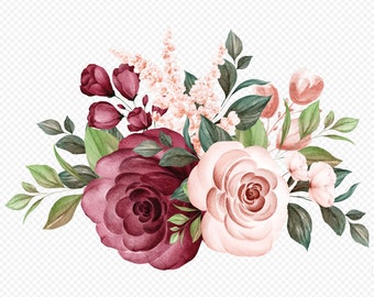 Bouquet of Roses, Svg, Eps ,Png, Graphic, Floral, Flower, Floristic, Watercolor Image, Clipart, Vector, Design, Crafting, Download