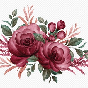 Bouquet of Roses, Svg, Eps ,Png, Graphic, Floral, Flower, Floristic, Watercolor Image, Clipart, Vector, Design, Crafting, Download