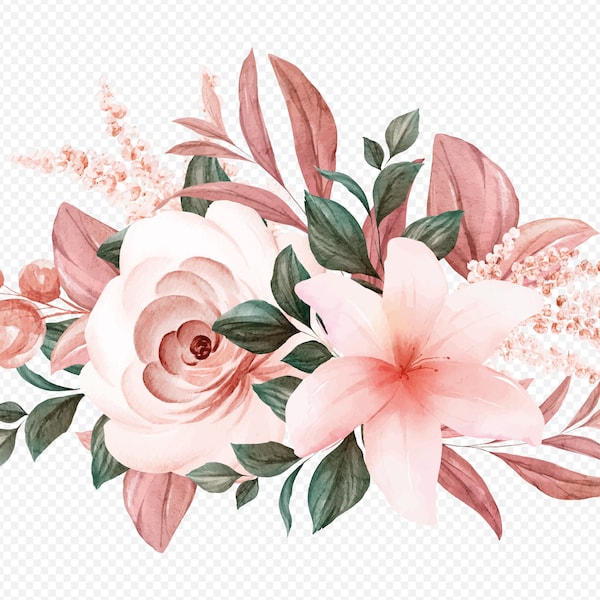 Bouquet of Roses, Svg, Eps ,Png, Graphic, Floral, Flower, Floristic, Watercolor Image, Clipart, Vector, Design, Crafting, Download