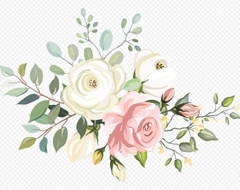 Bouquet of Roses, Svg, Eps ,Png, Graphic, Floral, Flower, Floristic, Watercolor Image, Clipart, Vector, Design, Crafting, Download