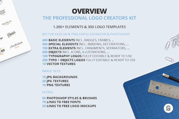 The Professional Logo Creators Kit 10 Logo Templates 300 Etsy