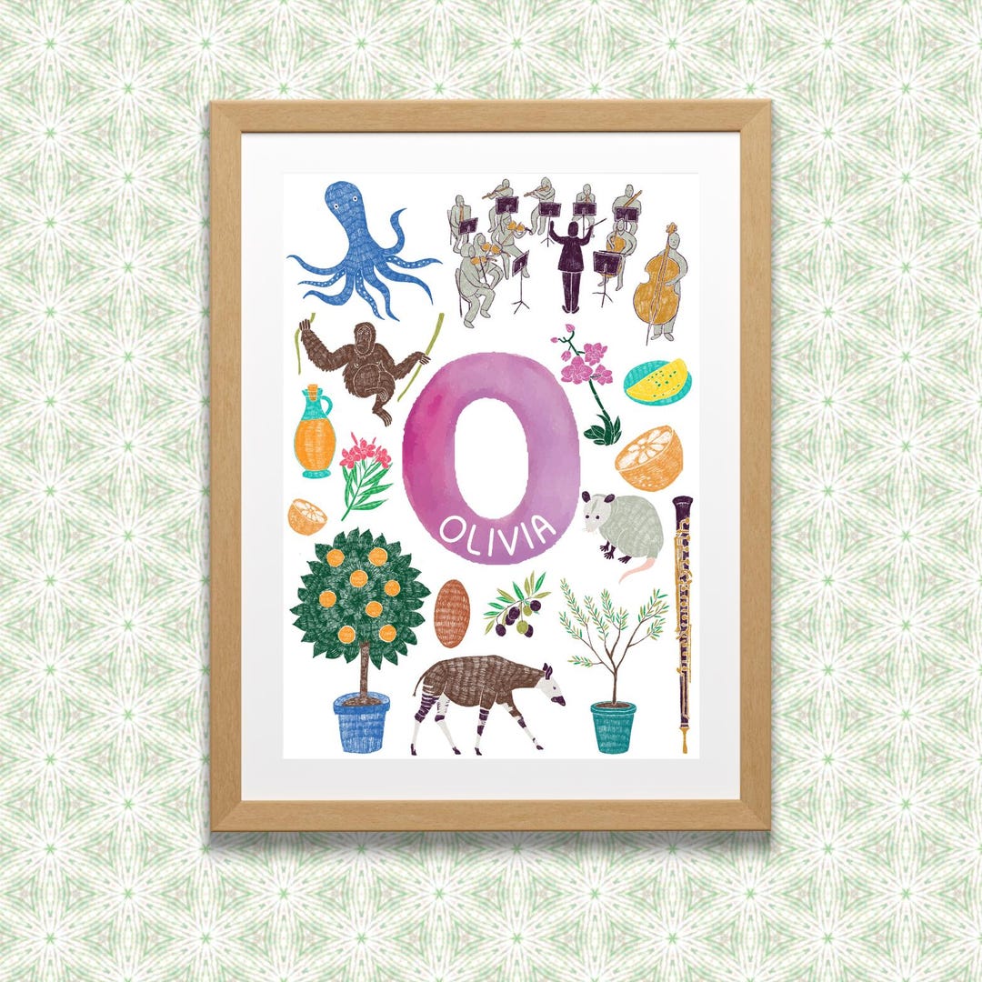 Personalized Letter O Poster, Nursery Wall Art, Kids Room Decor ...