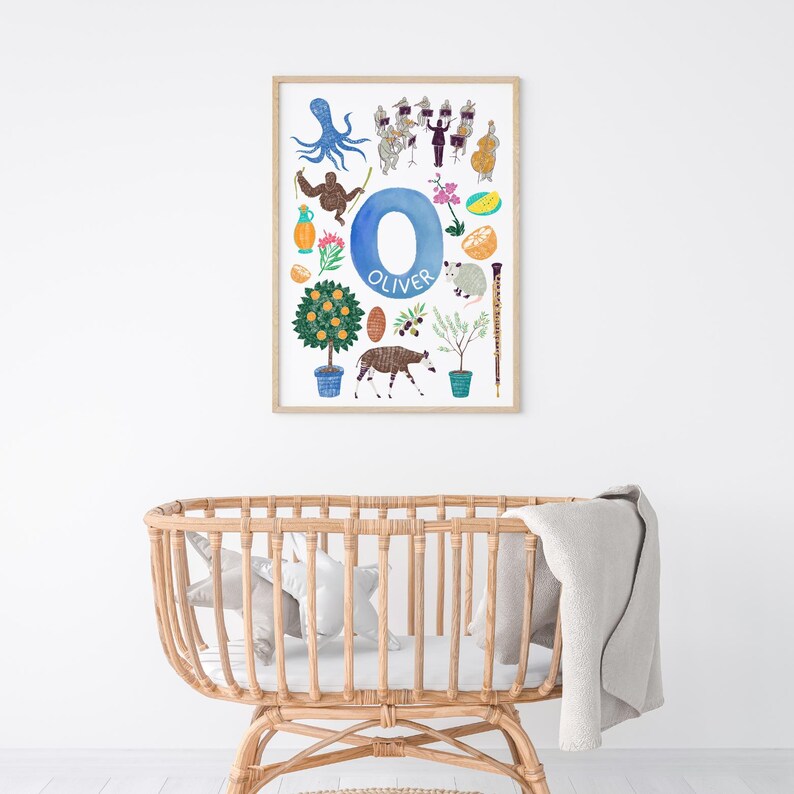 Personalized Letter O Poster, Nursery Wall Art, Kids Room Decor ...
