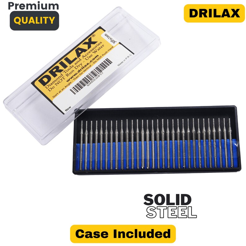 Drilax 30 Pcs SET 1mm Diamond Drill Bit Burr Kit Jewelry Beach Sea