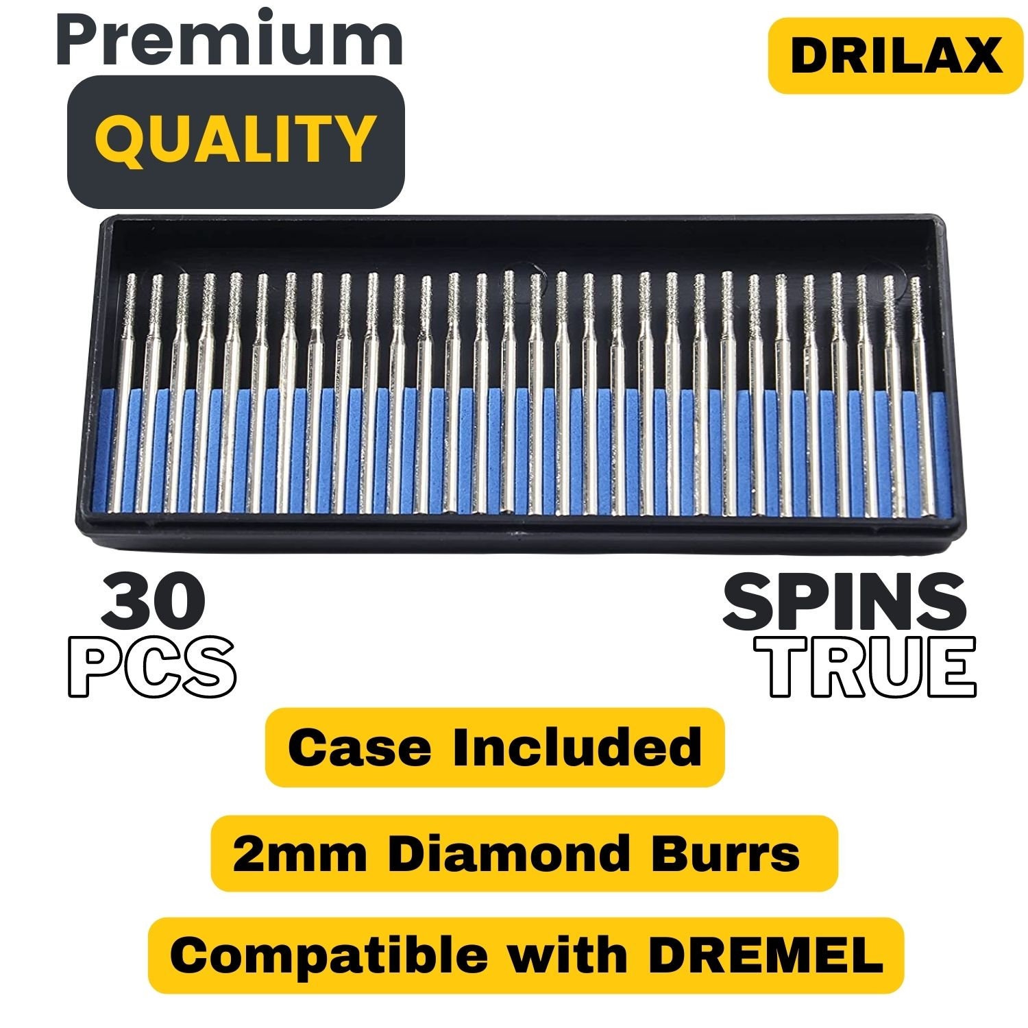 Drilax 30 Pcs SET 2mm Diamond Drill Bit Burr Kit Jewelry Beach Etsy
