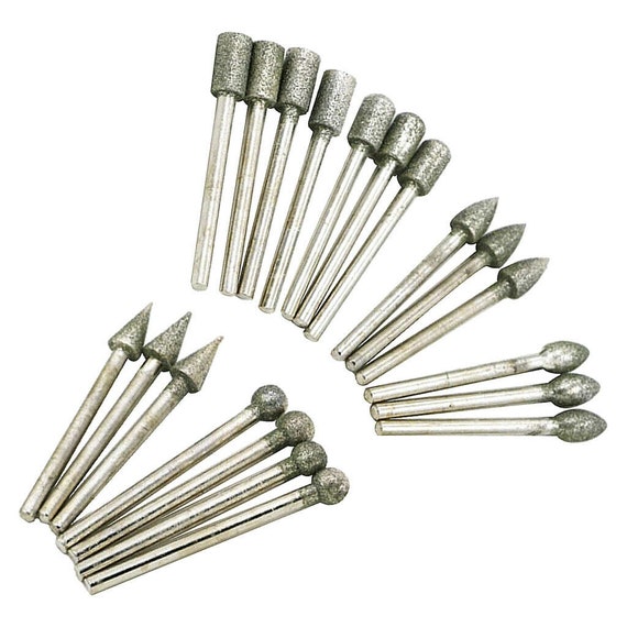 20pcs Dremel Diamond Burr Glass Drill Bits Engraving Rotary Tool Set