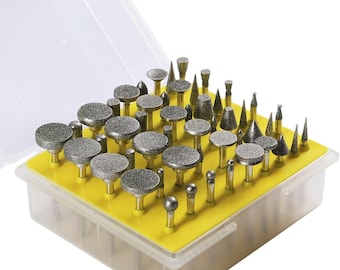 Drilax 50 Pc Diamond Rotary Tool Bit Set for Rock & Stone Engraving - Precision Carving Bits Compatible with Dremel