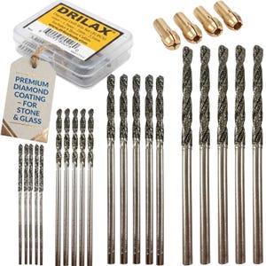 Diamond Drill Bits for Stone, Glass, Jewelry Making, Dremel Compatible (20 Pcs)
