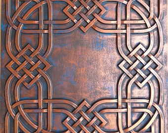 Celtic Knots Faux Tin ceiling tile (TD61)  2' x 2' Glue up / Drop in installation