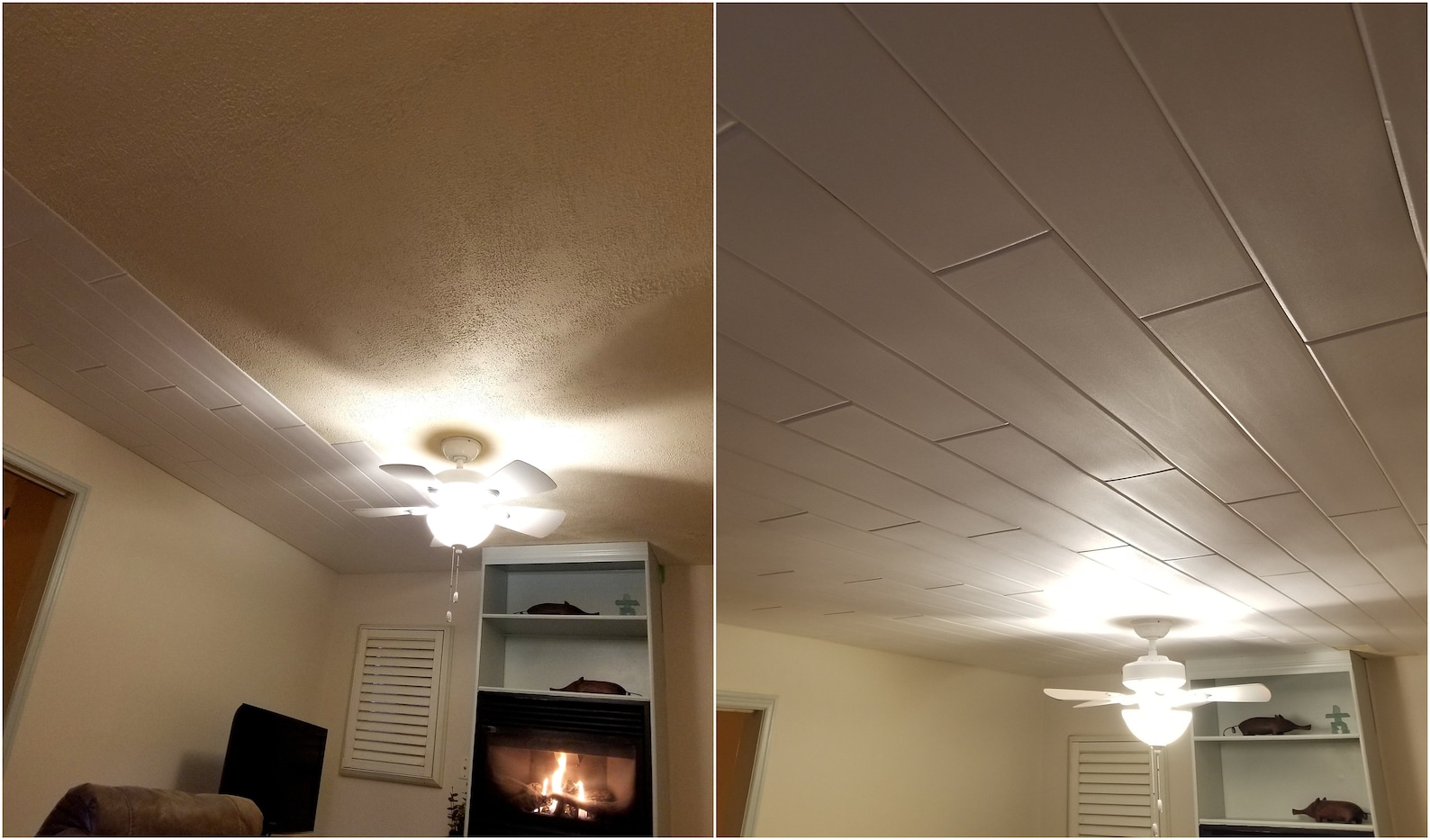 White Styrofoam Ceiling Planks to Cover Popcorn Ceiling or Solid Flat