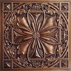 Sample of Faux Tin Ceiling Tile for Dropped ceiling, glue up, or 3D wall decor. Easy DIY installation. image 6