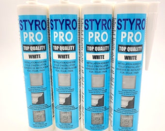 Adhésif STYRO PRO - colle pour carreaux de plafond en polystyrène (polystyrène) et en PVC. 280 ml dans chaque tube.