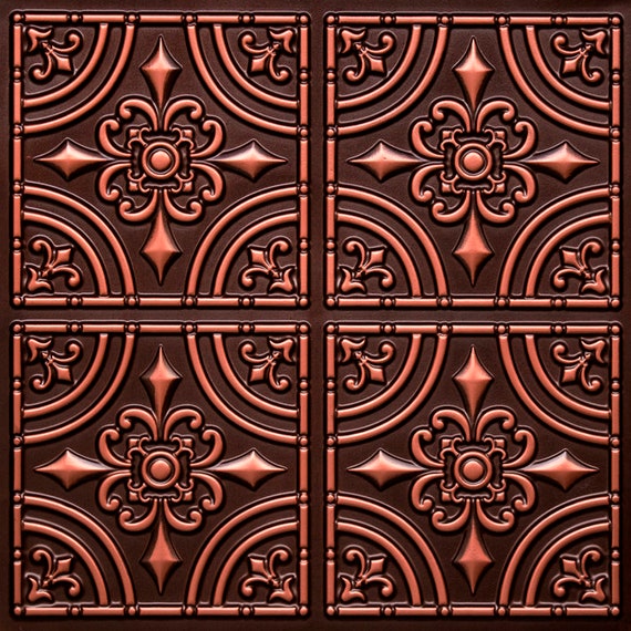 Faux Tin Decorative Ceiling Tiles In Antique Copper Glue Up Tiles In Medieval Style Easy Diy Installation Pack Of 10