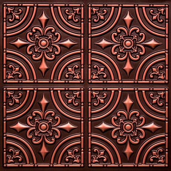 Faux Tin Decorative Ceiling Tiles In Antique Copper Glue Up Etsy