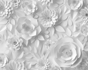 Paper Flowers - Photo Mural 3D effect Wall Art Print Removable Wall Décor Accent Wall #MU1664