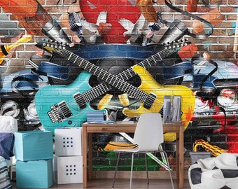 Music Graffiti Mural Wall Art Print Removable Wall Décor Accent
