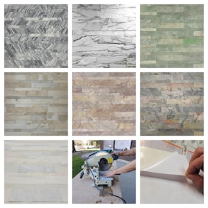 Samples (~ 6&quot; x 6&quot;) of Peel and Stick REAL STONE Veneer 3D Panels