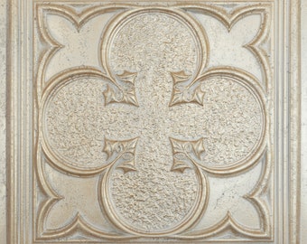 Gothic ceiling tile for Drop-in or Glue-up installation. Decorative Faux Tin 2'x2' panels for easy DIY ceiling renovation (0235)