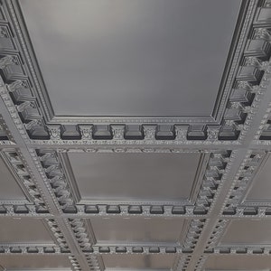 Coffered Faux Tin Decorative Ceiling Tiles. Model #236 Black Matte. Drop In into the existing 2x2 grid system (cannot be glued up) bild 4