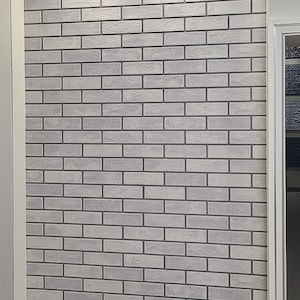 Faux Bricks glue up wall panels - Whitewashed. Easy to install. DIY project. Each panel covers 2.7 sq.ft.