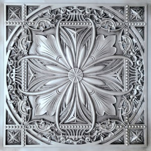 Sample of Faux Tin Ceiling Tile for Dropped ceiling, glue up, or 3D wall decor. Easy DIY installation. image 8