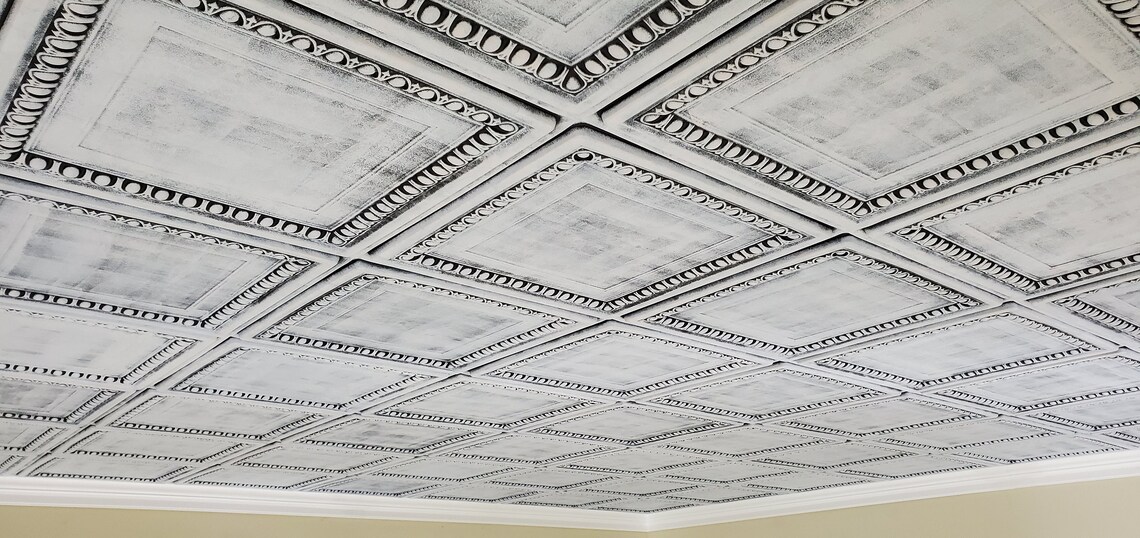 Faux Tin Decorative Ceiling Tiles in Salt and Pepper Color. Etsy