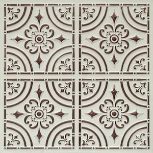 Classic Mosaic Design - 2&#39;x2&#39; Tin look ceiling tiles French style wall panels for Glue-Up installation (#0205).  DIY easy-to-install tiles!