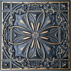 Sample of Faux Tin Ceiling Tile for Dropped ceiling, glue up, or 3D wall decor. Easy DIY installation. image 7