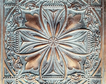Sample of  Faux Tin Ceiling Tile - for Dropped ceiling, glue up, or 3D wall decor. Easy DIY installation.