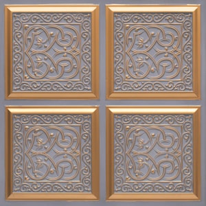 2&#39; x 2&#39; Faux Tin ceiling tiles for Glue Up installation only - decorative ceiling tiles - Royal Grey Collection - for Bars Pubs Restaurants